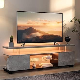 Cubehom Grey TV Stand, LED TV Stand Modern Entertainment Center for Living Room LED Console Table for TV LED TV Cabinet for 65 inch TV