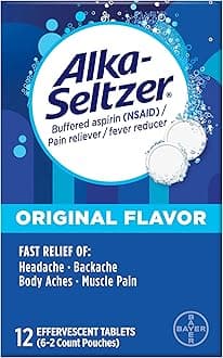 Alka-Seltzer Original Effervescent Tablets with Aspirin, 12 Count