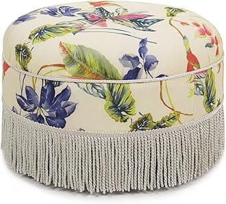 Jennifer Taylor Home Yolanda Ottoman, Off-White/Floral