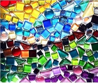 200g Mixed Color Crystal Mosaic Tiles, Tiny Mini Mosaic Tile DIY Hobbies Children Handmade Crystal Craft for Craft Bathroom Kitchen Home Decoration DIY Art Projects (Mix Color Series)