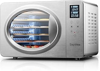 Silver Retro Food Dehydrator- 6 Stainless Steel Trays, 190℉ Max Digital Temperature Control, Built-in Light, 500W Efficient Drying Machine for Beef Jerky Fruit Mushroom& Yogurt