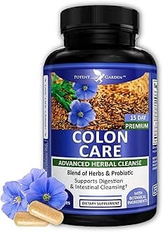 Potent Garden 15 Day Quick Colon Cleanse & Detox for Regularity and Healthy Digestion Support with Fiber, Herbs & Probiotics for Gut Health & Energy Support, Easy and Effective 30 Caps
