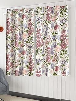 Trance Home Linen 100% Cotton 5 Feet Curtains for Windows | Printed Design Parda for Living, Bed Room Windows (Huvu Lilac - Set of 2, 5ft Window Curtains)