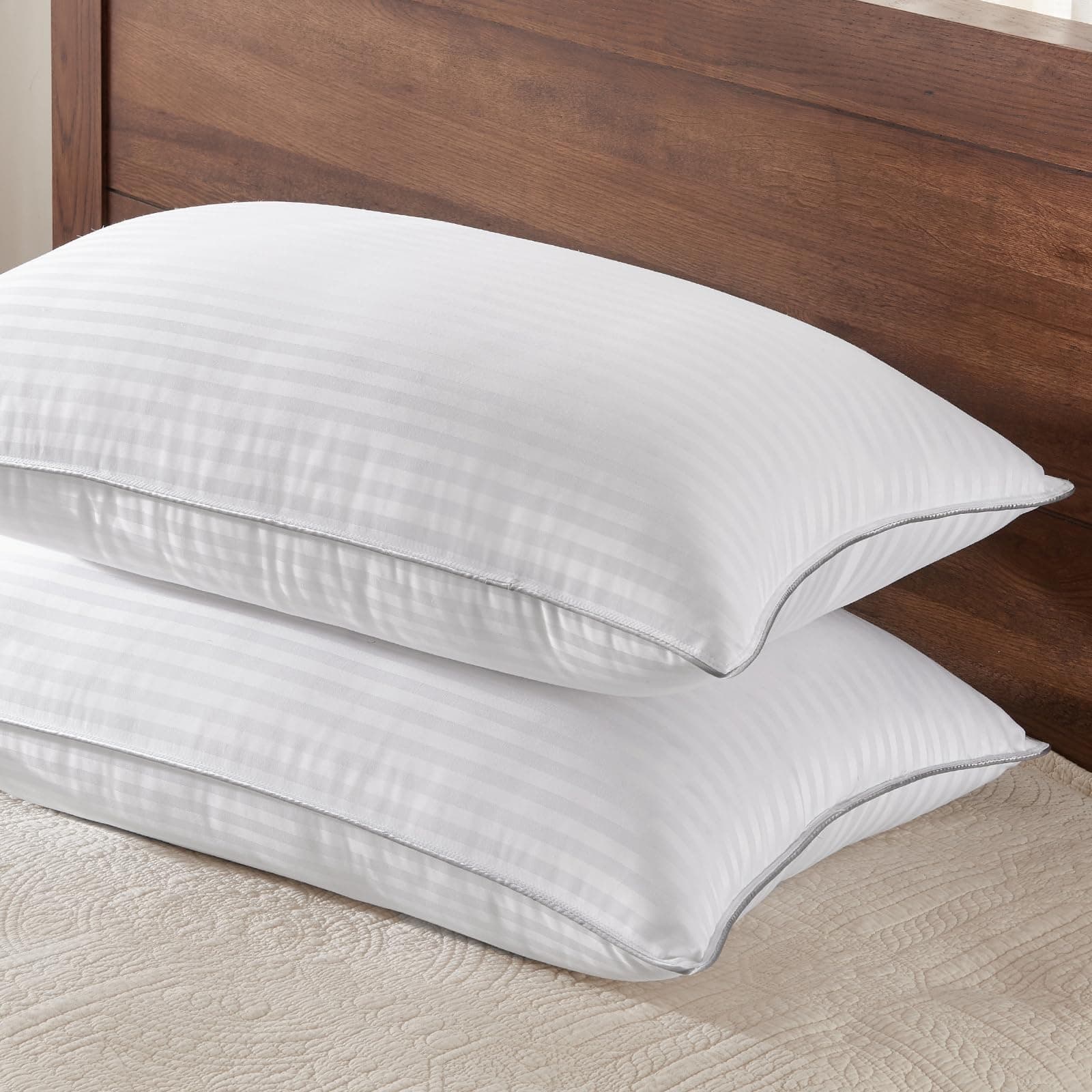 Basic Beyond Queen Size Pillows Set of 2 - Soft 20 x 28 Inches Down Alternative Pillows Queen Size Set of 2 for Back, Stomach or Side Sleepers