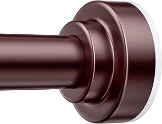 - TEECK Shower Curtain Rod, 27-76 inch Adjustable Spring Tension Curtain Rod, Never Rust Anti-Slip Shower Curtain Rod for Bathroom, No Drilling, Never Collapse, Easy to Use, Brown