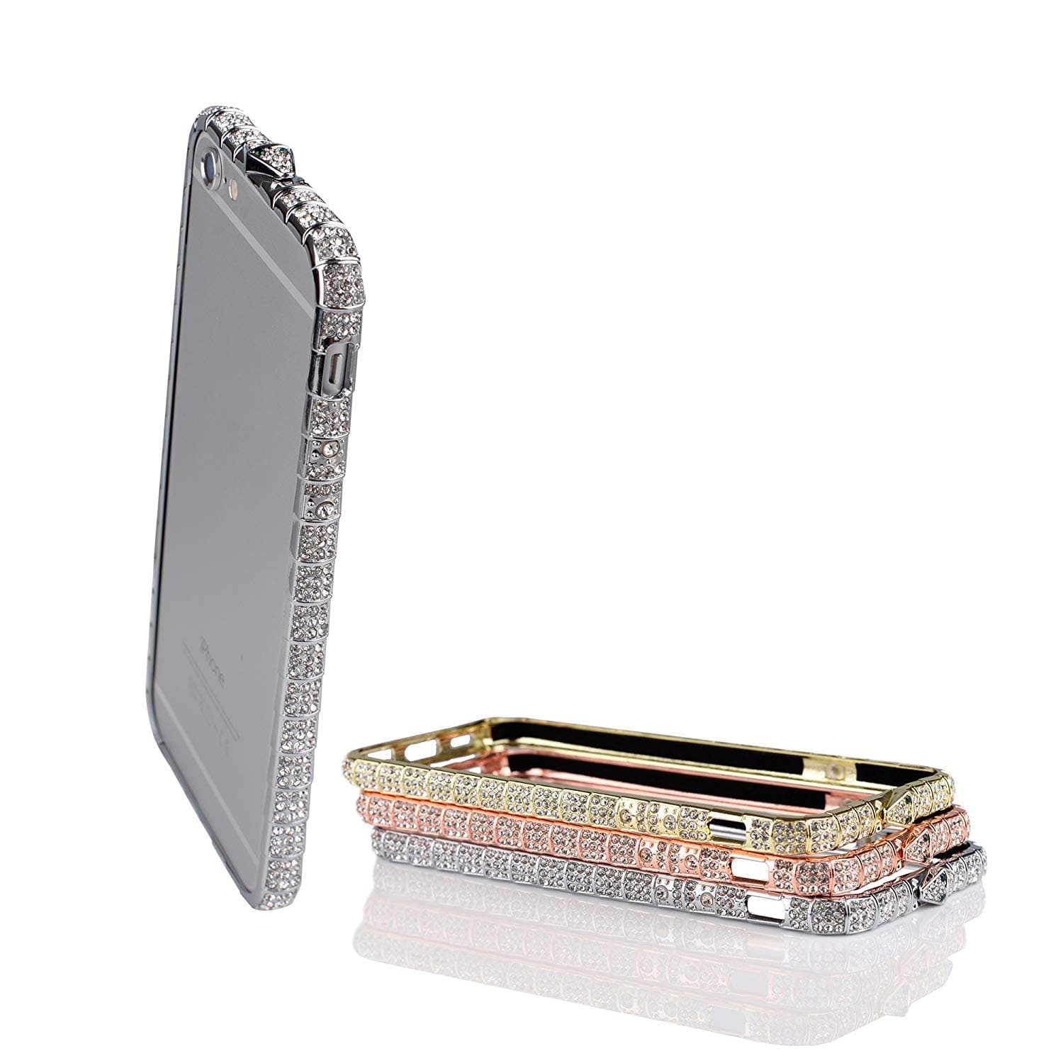 iPhone 7 Plus Case Bumper Frame Crystals Diamond Sparkle Protective Cover Shiny Jeweled Fashionable Design Suitable for iPhone6 Plus 6S Plus Silver 5.5 inch