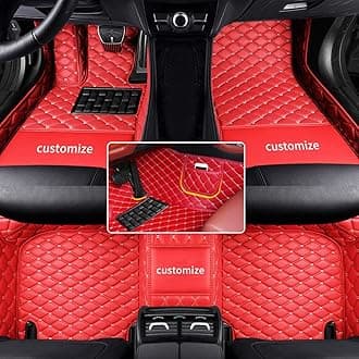 car Floor Mats fit for Toyota RAV4 1999-2025 Custom Style Luxury Leather All Weather Protection Floor Liners Red-Color