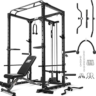 RitFit All-in-One Squat Rack for Home Gym, PPC02C Multi-Function 1000 LBS Capacity Power Cage with LAT Pulldown, Pulley System, Dip Bar, Landmine & More Power Rack Attachments, Package