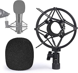 SUNMON PGA48/PGA58 Microphone Shock Mount Holder with Foam Windscreen for Absorbe Vibration and Noise, Pop Filter Suitable for PGA48-QTR, PGA48-XLR, PGA48-LC, PGA58 Series Dynamic Vocal Mic