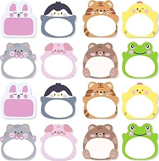 320Sheets Cute Sticky Notes, Fun Cartoon Animal Post It Notes Kawaii Self-Stick Memo Pads Animal Shaped Notepads, Page Markers Flags for Kids,Students,Home, School and Office, 8 Styles 7 x 6 CM