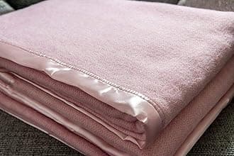 Snugglemore Traditional 100% Pure Wool Solid Weave Blanket Throw with Satin Ribbon Trim New and Improved (Pink, King)