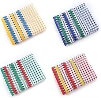 Large Kitchen Dish Towels, 16 Inch x 26 Inch Bulk Absorbent Cotton Kitchen Towels, 4 Pack Bright Colorful Tea/Bar Towels for Washing Drying Dishes and Household