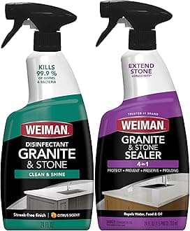 Disinfecting Granite & Stone Daily Cleaner and Sealer Kit - For Granite, Marble, Quartz, Quartzite, Slate - 24 oz Daily Kitchen Countertop Cleaner, 24 oz Granite & Stone Sealer