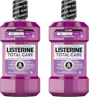 Total Care Anticavity Fluoride Mouthwash, 6 Benefits in 1 Oral Rinse Helps Kill 99% of Bad Breath Germs, Prevents Cavities, & Strengthens Teeth, Fresh Mint, 1 L, Pack of 2