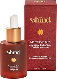 whind Marrakech Sun Tinting Water Self Tanning Drops – Lightweight Liquid Glow Bronzing Drops, Instant Tan Glow Serum for Face with Hyaluronic Acid & Glycerin for a Natural Tan – 30ml
