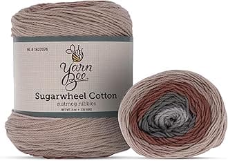 Yarn Bee 3 - Light Cotton Yarn Skein 335 Yards for Crocheting Blankets, Hats & More Craft Supplies for Handcrafting, Nutmeg Nibbles