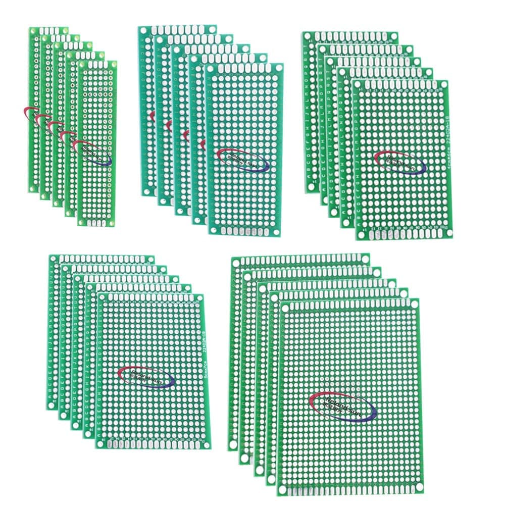 Total 25Pcs 5 Sizes Double Sided PCB Board Prototype Kit for DIY Soldering