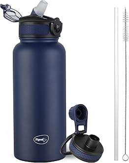 Pigeon by Stovekraft Rush Thermos Stainless Steel Sipper Flask 975 ml with Straw,Cleaner and Additional Screw Cap| 24 Hours Hot and Cold|Ideal Usage for Office Men/Women|School/College|Travel|Blue