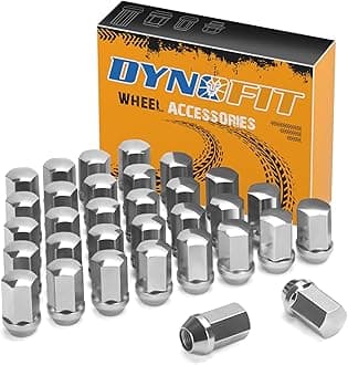 Dynofit M14x1.5 OE Wheel Lug Nuts Compatible with 2008+ Chevy Silverado 2500 3500 GMC Sierra,One-Piece Chrome Factory Lug Nuts For 2012+RAM 2500 3500, 32PCS 7/8" Hex 1.75" H Replace OE#611-236|611-330