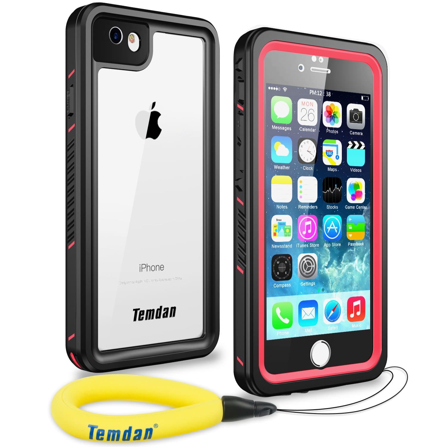 Temdan iPhone 6/6s Waterproof Case with Floating Strap Up to 6.6ft/2m Waterproof Case for iPhone 6s / 6 (4.7inch) (Pink)