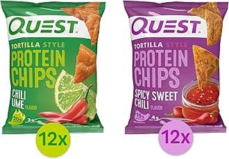 Nutrition Tortilla Style Protein Chips Bundle, Chili Lime & Spicy Sweet Chili, Baked, 1.1 Oz, 24ct Count