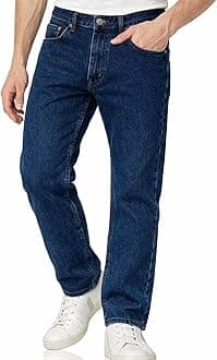 Mens Straight Leg Denim Jeans, Comfortable Hard Wearing Jean, Stylish & Classic Plain Fashion Trousers for Men Regular Fit Cotton Denim Pants