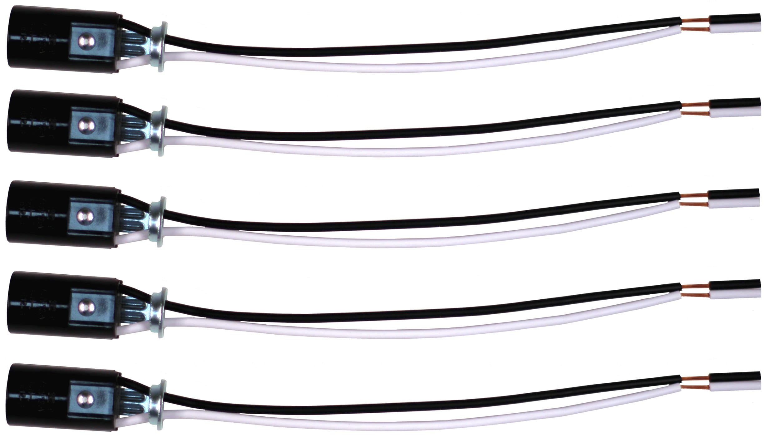 #SOCKETHW Candelabra Base Lamp Holder Light Socket, Keyless Phenolic, 6 Inch Wire Leads, Wholesale Pack of 5