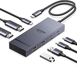 7 in 1 Docking Station Dual Monitor, USB C Hub Dual 4K@60Hz HDMI Display, 10Gbps USB-A/C Data Ports, 100W PD, Aluminum Revodok Pro Laptop Docking Station for HP, Thinkpad, Dell and More