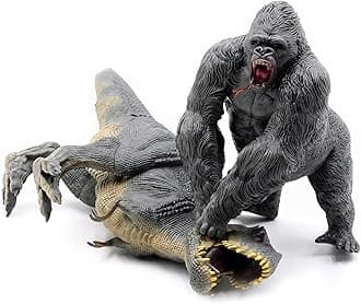 Gorilla VS Vastatosaurus Rex Dinosaur Toys with Realistic Rock Action Figure Rampage Gorilla Fight Tarbosaurus Animal Figurines for Role Playing for Kids