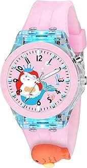 Cute Cartoon Multi Color Lights Rubber Strap Analog Watch for Girls