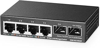 Binardat 4-Port 2.5G Web-Managed Switch, 2x10G SFP+ Slot, Ultra Mini Size, Support TRUNK/LACP/VLAN/QOS, Metal Multi-Gigabit Desktop/Wall Mount Network Switch