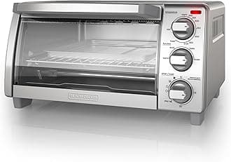 BLACK+DECKER 4-Slice Toaster Oven, TO1745SSG-1A, Even Toast, 4 Cooking Functions Bake, Broil, Toast and Keep Warm, Removable Crumb Tray, Timer