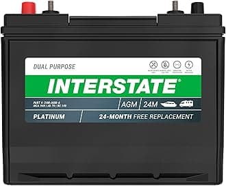 Interstate Batteries Marine/RV Battery 12V 70Ah 750CCA (24M-AGM) Dual Purpose Power Pure Lead AGM RV & Marine Starting Replacement Battery (Group Size 24) Boats, RV's