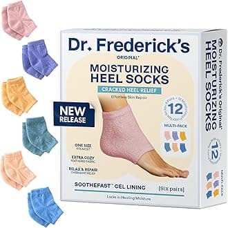 Moisturizing Fuzzy Heel Socks for Dry Cracked Heels Treatment - Infused with Olive Oil, Jojoba Oil and Vitamin E - 6 Pairs - Stocking Stuffers for Adults - Variety Pack