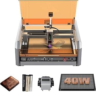 L8 Laser Engraver, 40W Power Output Laser Cutter Built-in Acrylic Enclosure with Vent, 40,000mm/min All-in-one Laser Engraving Machine Air Assist Pump, Honeycomb, Camera, Laser Safety Class 1