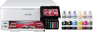 Epson EcoTank Photo ET-8500 Wireless Color All-in-One Supertank Printer with Scanner Copier, Ethernet and 4.3-inch Colorfull Touchscreen - White