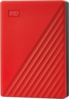 WD 6 TB My Passport Portable HDD USB 3.0 with software for device management, backup and password protection - Red - Works with PC, Xbox and PS4 - WDBR9S0060BRD-WESN