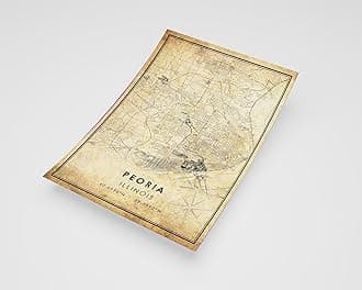 MG Global Rustic Poster of Peoria Illinois | 11x17 12x18 16x24 24x36 Vintage Unframed Print | Antique Hometown City Wall Art for Gift | Home Office Decor