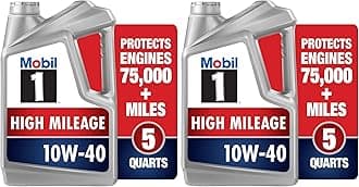 1 Motor Oil 10W-40, 5 Quart | Full Synthetic | High Mileage | Pack of 2 | Gray