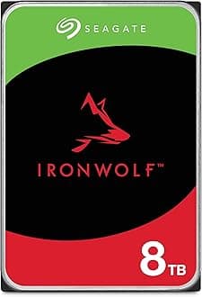 IronWolf, 8TB, Enterprise Internal NAS HDD – CMR 3.5 Inch, SATA 6GB/s, 7,200 RPM, 256 MB Cache for RAID NAS - Frustration Free Packaging (ST8000VNZ02)
