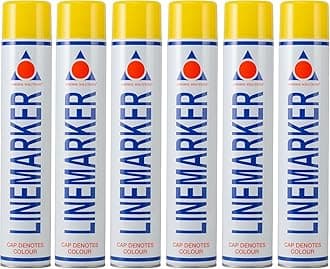 Aerosol Solutions Line Marker, Grass and Road Spray Paint, Yellow, 750 ml (Pack of 6)