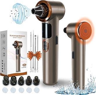 Blackhead Remover Vacuum with Heating, Blackhead Extractor 3 Adjustable Suction Levels 9 Modes, Pore Vacuum Blackhead Suction Remover, Comedone Extractor Kit for Deep Pore Cleaning (Golden)