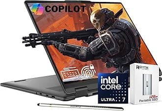 Lenovo 2024 Yoga 7i 2-in-1 AI Laptop, 16" WUXGA Touch, Intel 12-Core Ultra 7 155U (Beat i7-1355U), 16GB LPDDR5X RAM, 512GB SSD, Backlit, FP, FHD Webcam, AI Copilot, Win11 Home, W/Portable SSD&Stylus