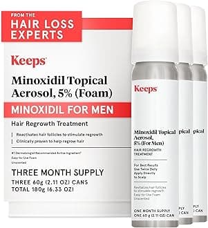 Extra Strength Minoxidil for Men - 5% Minoxidil Foam Hair Loss & Regrowth Treatment for Thinning & Bald Spots - Clinically Proven Hair Growth Products - Unscented Topical Aerosol Foam