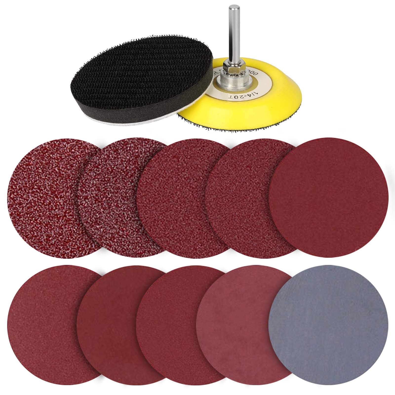 200Pcs 3 Inch Sanding Discs Pad Kit, Hook & Loop Sandpaper with 1/4 Inch Shank Backer Plate and Soft Foam Buffering Pad, Sander Sheets for Drill Sanding Attachments Grinder Rotary Tools, 80-3000 Grit