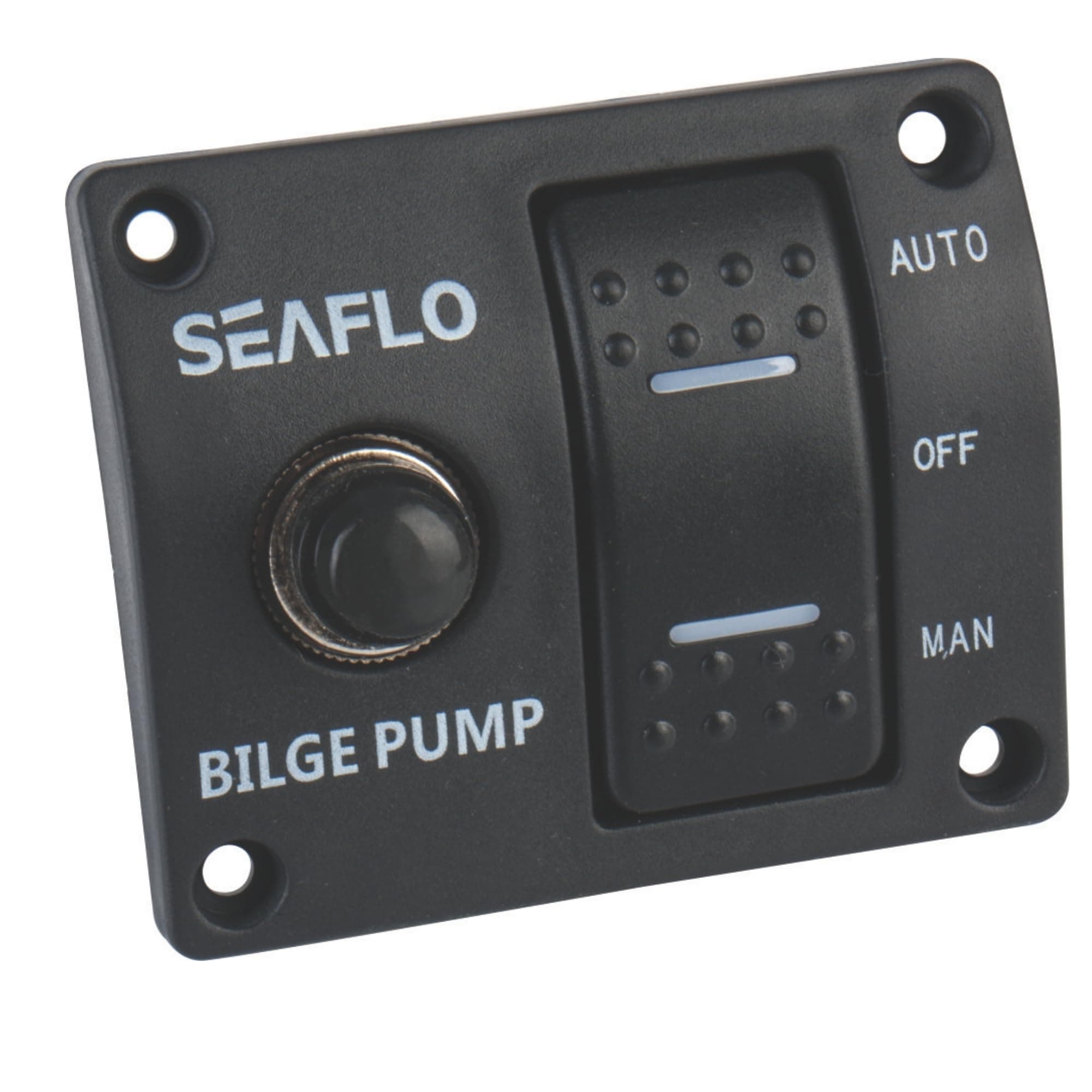 SEAFLO 3-Way Bilge Pump Switch Panel (Automatic-Off-Manual) 12v 24v w/Built-In 15A Circuit Breaker
