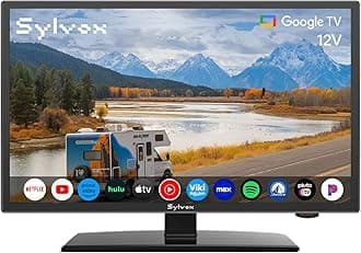 SYLVOX Smart RV TV, 24" 12 Volt TVs for RV Camper 1080P DC/AC Powered Television, Compatible with Google OS, Support Download APPs, Google Assistant, Bluetooth WiFi, 9-32V Wide Voltage Protection