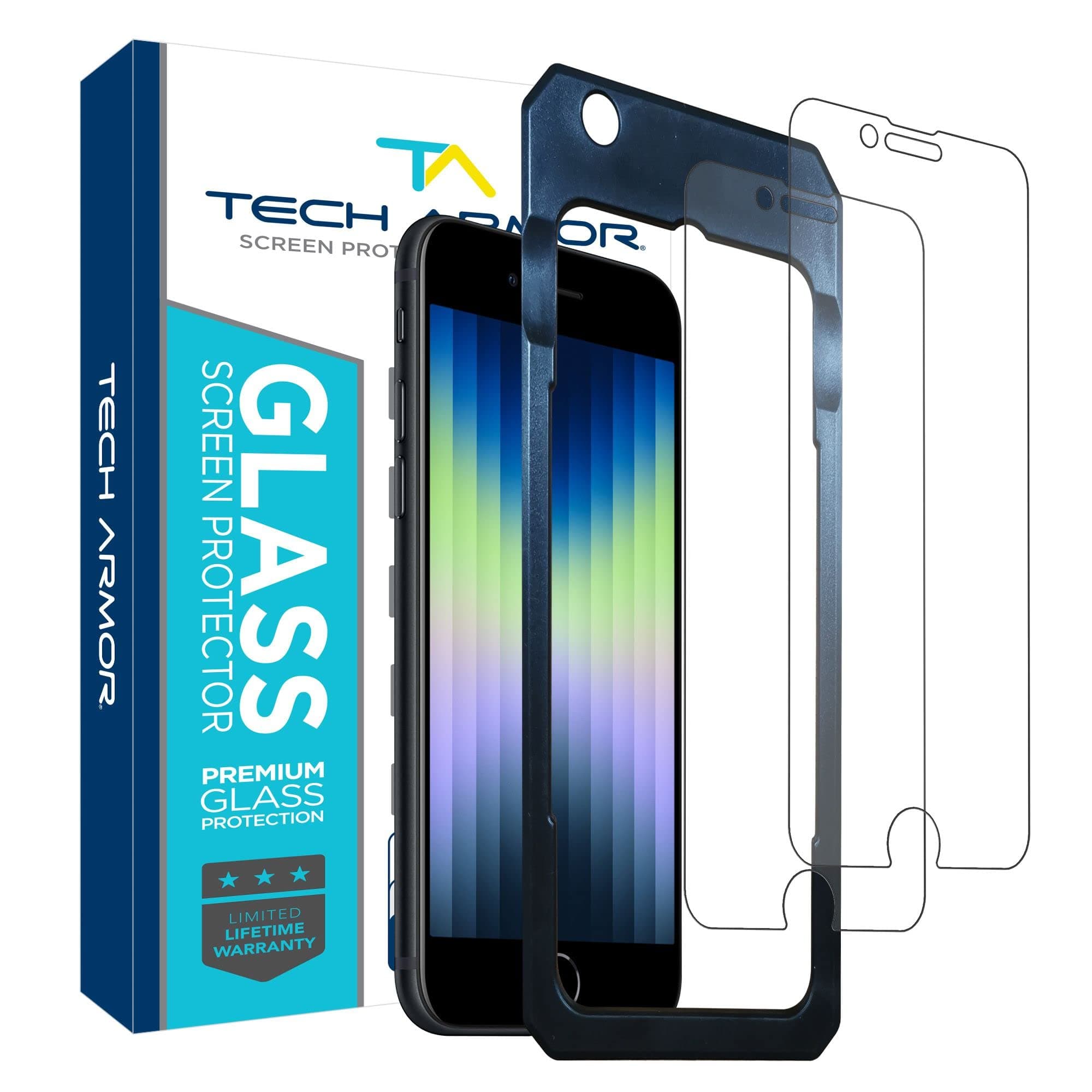 Tech Armor Ballistic Tempered Glass Screen Protector Designed for Apple NEW iPhone SE 3 (2022), SE 2 (2020), iPhone 6, 6S, 7, 8 (4.7 Inch) 2 Pack
