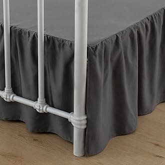 Bed Skirt Ruffled Bed Skirt with Split Corners, 18 Inch Drop Dust Ruffle Bed Skirt with Platform, Dark Grey,18" Full