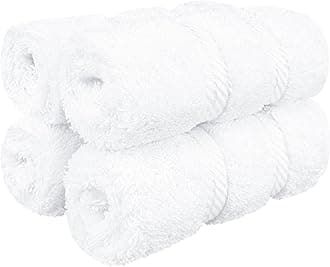 American Soft Linen Luxury Washcloths for Bathroom, 600 GSM 100% Cotton 4 Piece Turkish Wash Cloth Set, 13x13 in Soft Rags for Body and Face, White Washcloths
